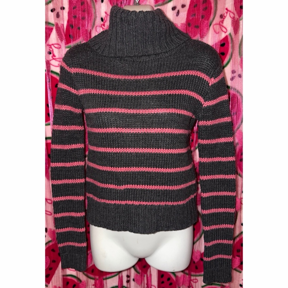 🩶🩷 Striped Turtleneck Sweater